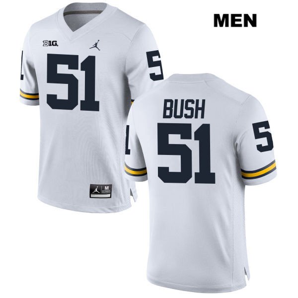 Men's NCAA Michigan Wolverines Peter Bush #51 White Jordan Brand Authentic Stitched Football College Jersey UQ25Y70EE